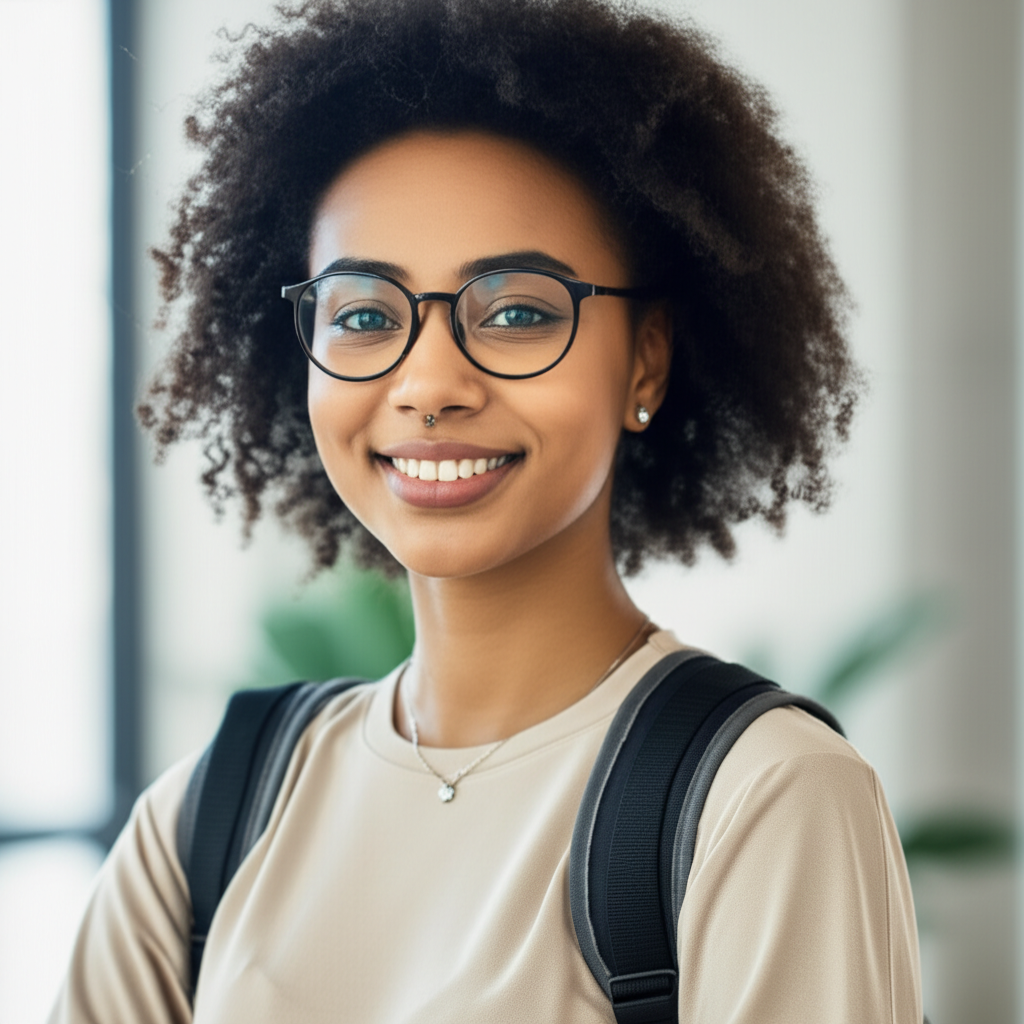 A young, engaged student